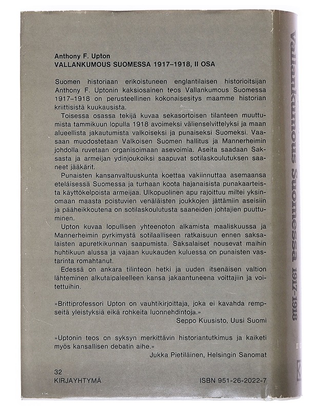 Vallankumous Suomessa 1917-1918, II osa - Anthony F. Upton - Historiakirjat - 10105511435 - 1