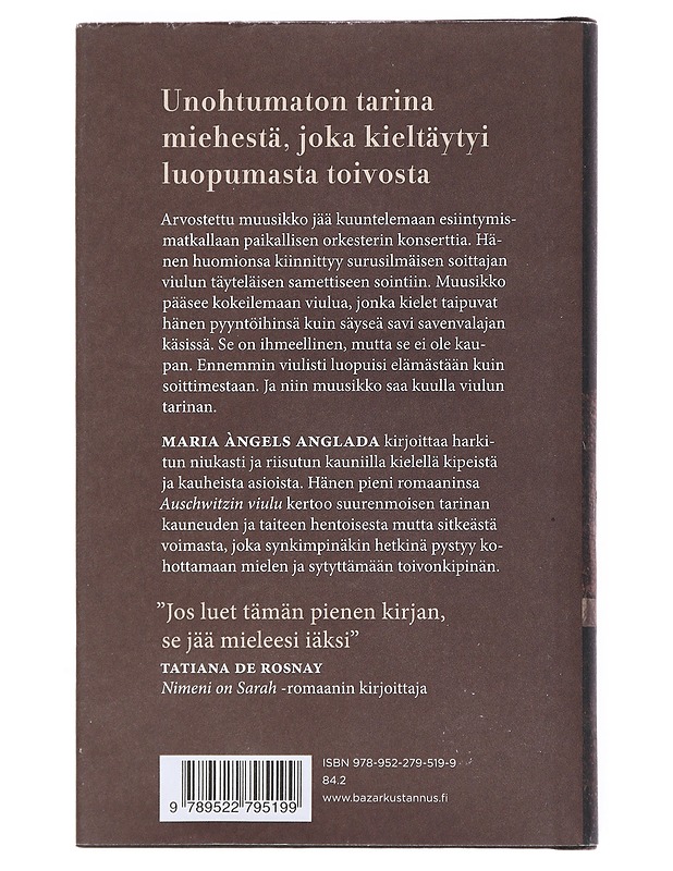 Auschwitzin viulu - Anglada, Maria Àngels - Romaanit ja novellit - 10105511530 - 1