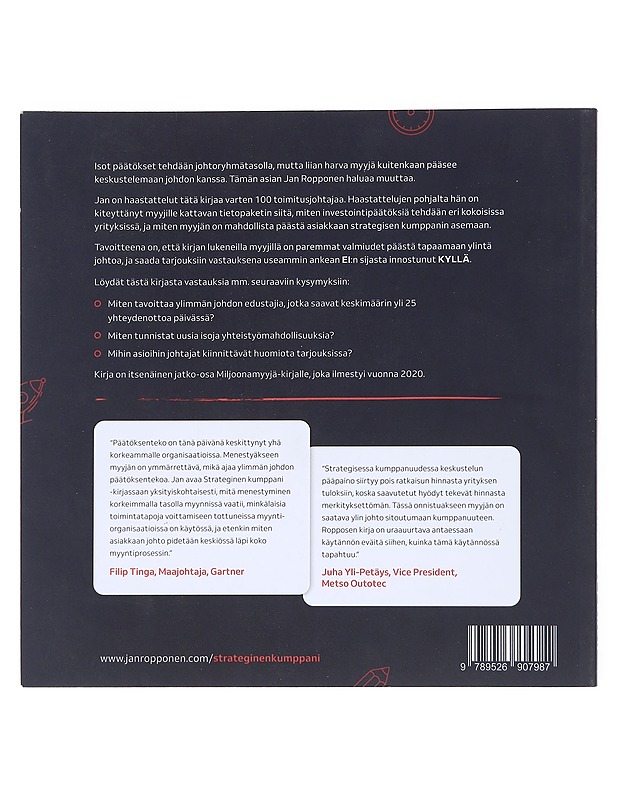 Strateginen kumppani : näin solmit isoja diilejä ylimmän johdon kanssa - Ropponen, Jan - Tietokirjat ja oppaat - 10105511775 - 1