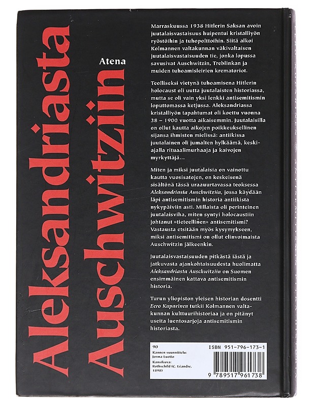 Aleksandriasta Auschwitziin : antisemitismin pitkä historia - Eero Kuparinen - Historiakirjat - 10105511837 - 1