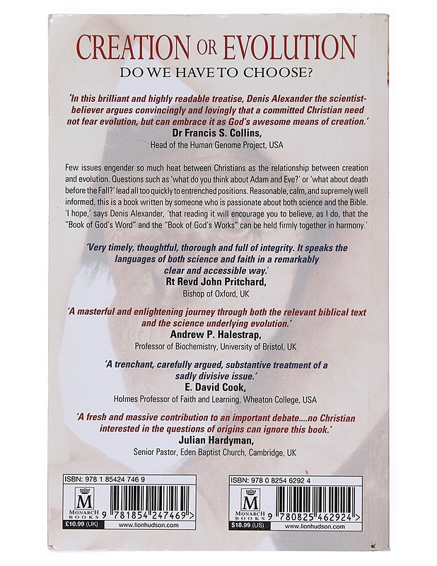 Creation or evolution: do we have to choose? - Denis Alexander - Tietokirjat ja oppaat - 10105512110 - 1