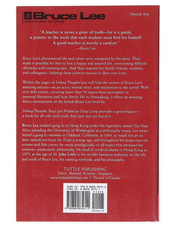 Striking thoughts : Bruce Lee's wisdom for daily living - Lee, Bruce - Hyvinvointikirjat - 10105512405 - 1