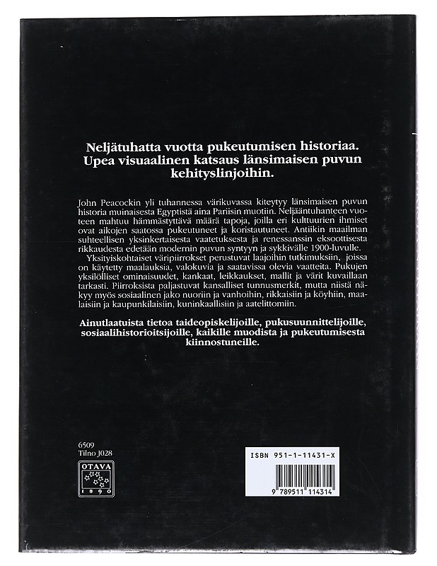 Länsimainen puku antiikista nykypäivään - Peacock, John - Historiakirjat - 10105512583 - 1