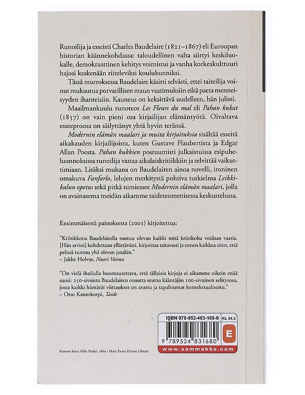 Modernin elämän maalari ja muita kirjoituksia - Baudelaire, Charles - Romaanit ja novellit - 10105512732 - 1