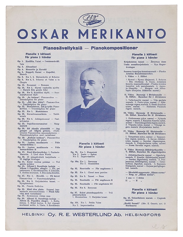 Suomalaisia kansanlauluja : pianosävellyksiä - Oskar Merikanto - Historiakirjat - 10105512770 - 0