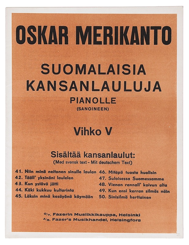 Suomalaisia kansanlauluja : vihko V - Oskar Merikanto - Historiakirjat - 10105512798 - 0