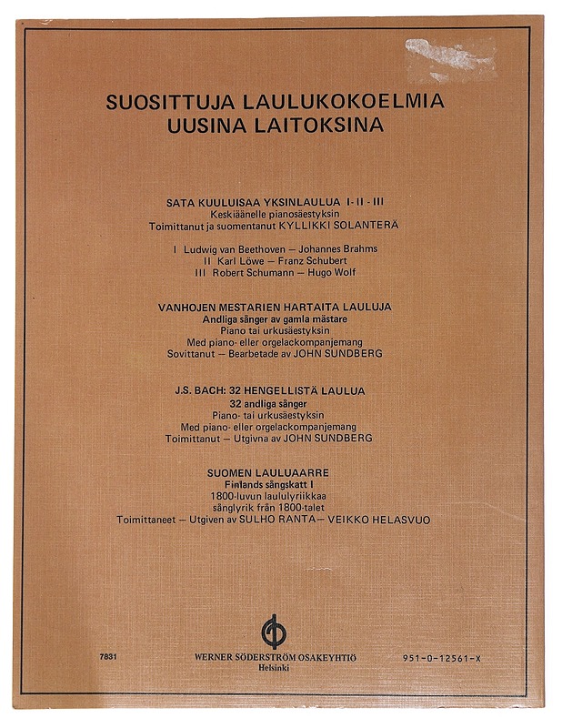 Suomen lauluaarre = Finlands sångskatt. 1 - Helasvuo, Veikko - Musiikki- ja elokuvakirjat - 10105512918 - 1
