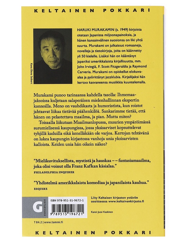 Maailmanloppu ja ihmemaa - Murakami, Haruki - Fantasia- ja scifi - 10105512991 - 1