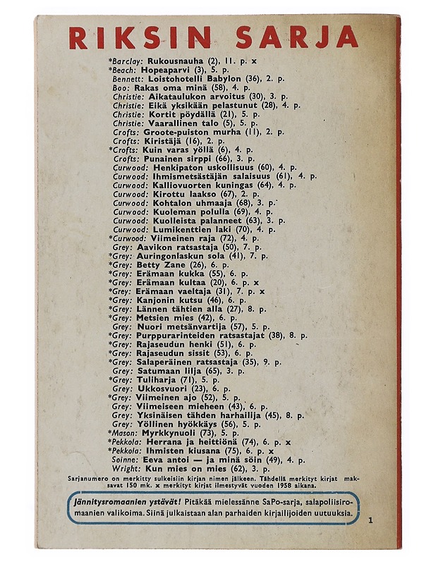 Rukousnauha - Florence Barclay - Jännitys ja dekkarit - 10105513201 - 1