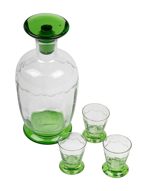 Lasikarahvi ja kolme snapsilasia - Tarjoiluastiat - 10105513236 - 0