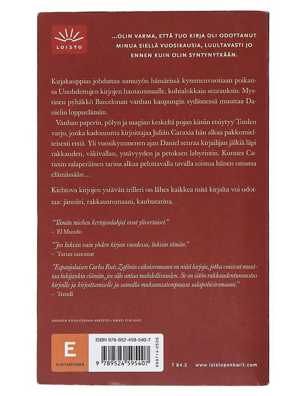 Tuulen varjo - Ruiz Zafón, Carlos - Jännitys ja dekkarit - 10105513351 - 1