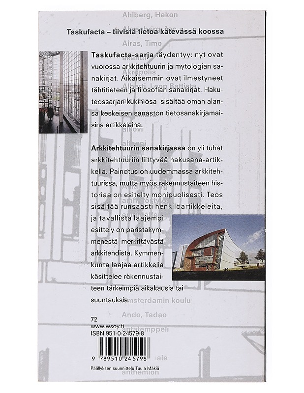 Arkkitehtuurin sanakirja - [asiantuntija: Teppo Jokinen] ; [toimittaja: Liisa Honkala] - Tietokirjat ja oppaat - 10105513376 - 1