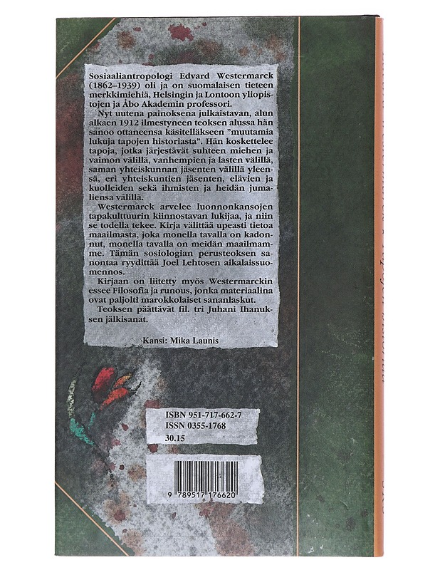 Tapojen historiaa : kuusi akadeemista esitelmää - Westermarck, Edvard - Runot ja näytelmät - 10105513575 - 1