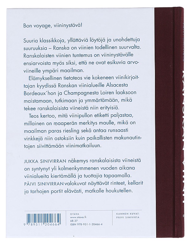 Ranskan viinit : Matka halki viinitarhojen - Sinivirta, Jukka - Kirja lahjaksi - 10105513914 - 1