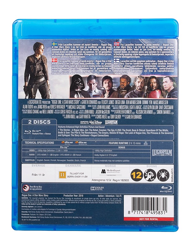 Rogue One: A Star Wars Story - Blu-Ray - Blu-ray-levyt - 10105513969 - 1