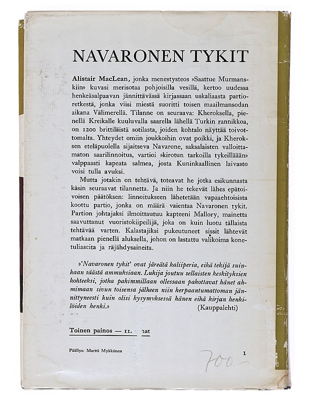 Navaronen Tykit - Alistair Maclean - Romaanit ja novellit - 10105514187 - 1