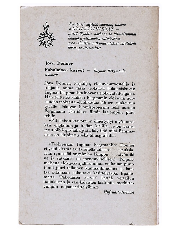 PAHOLAISEN KASVOT- Jörn Donner - Musiikki- ja elokuvakirjat - 10105514265 - 1