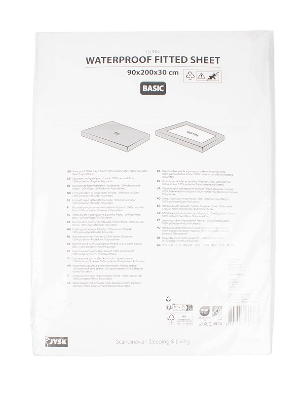 JYSK BASIC Vedenpitävä aluslakana, 90x200x30 cm - Liinavaatteet - 10105514676 - 1