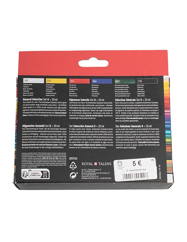 AMSTERDAM akryylimaalit, 6 kpl - Askartelu - 10105514865 - 1