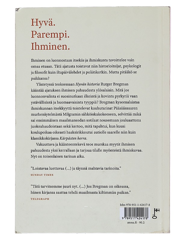 Hyvän historia : ihmiskunta uudessa valossa - Bregman, Rutger - Historiakirjat - 10105514861 - 1