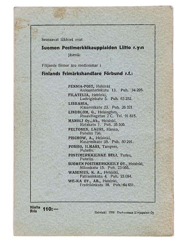 Suomi erikoisluettelo : netto - Historiakirjat - 10105515017 - 1