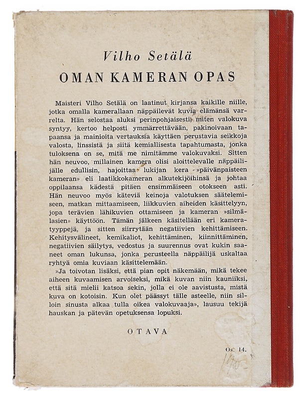 Oman kameran opas - Vilho Setälä  - Tietokirjat ja oppaat - 10105515124 - 1