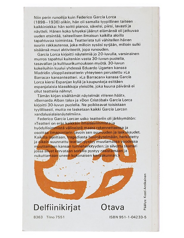 Veren häät ja muita näytelmiä - García Lorca, Federico - Runot ja näytelmät - 10105515151 - 1