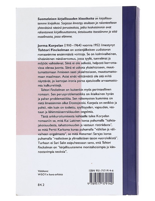 Tohtori Finckelman : ihmiskurjan kertomus - Jorma Korpela - Romaanit ja novellit - 10105515406 - 1