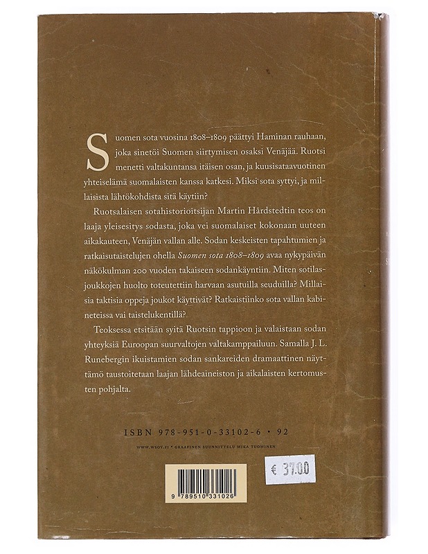 Suomen sota 1808-1809 - Hårdstedt, Martin - Historiakirjat - 10105515519 - 1