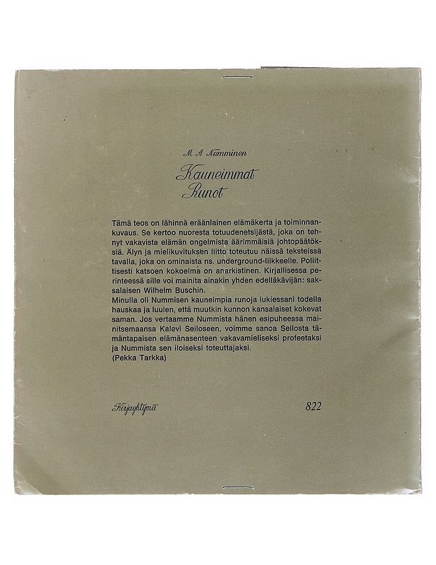 Kauneimmat Runot- M . A Numminen - Runot ja näytelmät - 10105515675 - 1