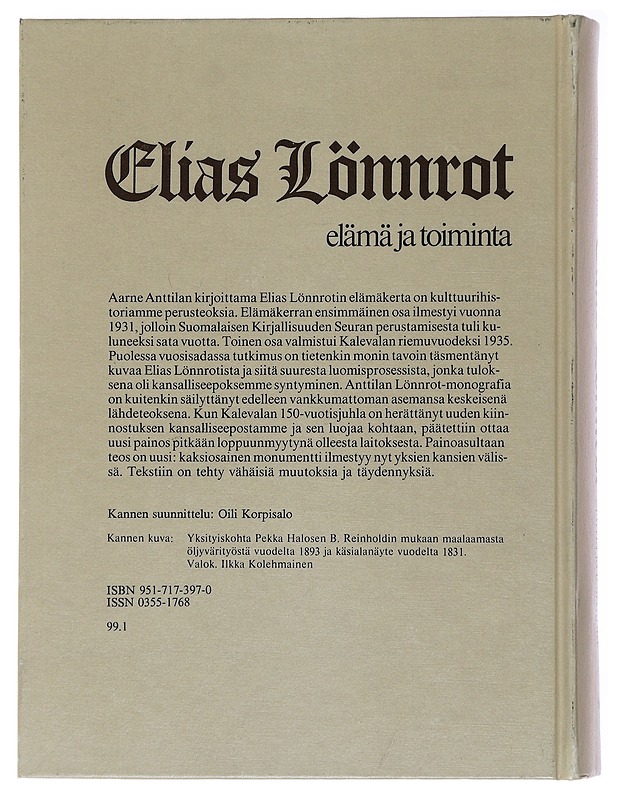 Elias Lönnrot : elämä ja toiminta - Aarne Anttila - Elämäkerrat ja muistelmat - 10105516059 - 1