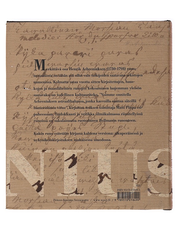 Runot vuosilta 1754-1797 - Achrenius, Henrik - Runot ja näytelmät - 10105516068 - 1