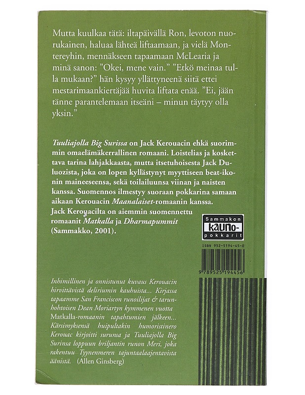 Tuuliajolla Big Surissa - Kerouac, Jack - Elämäkerrat ja muistelmat - 10105516135 - 1