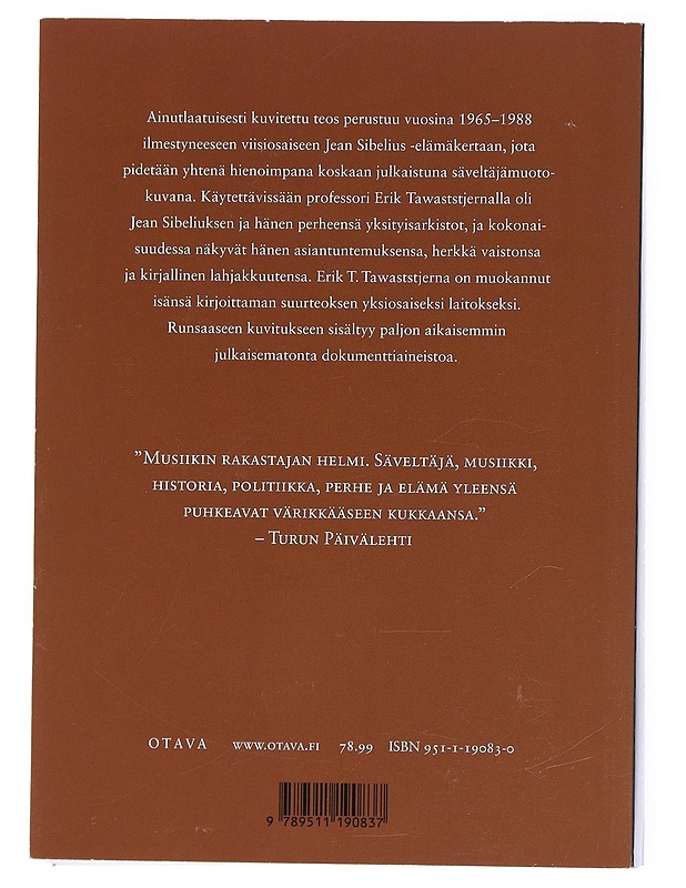 Sibelius - Tawaststjerna, Erik - Elämäkerrat ja muistelmat - 10105516441 - 1