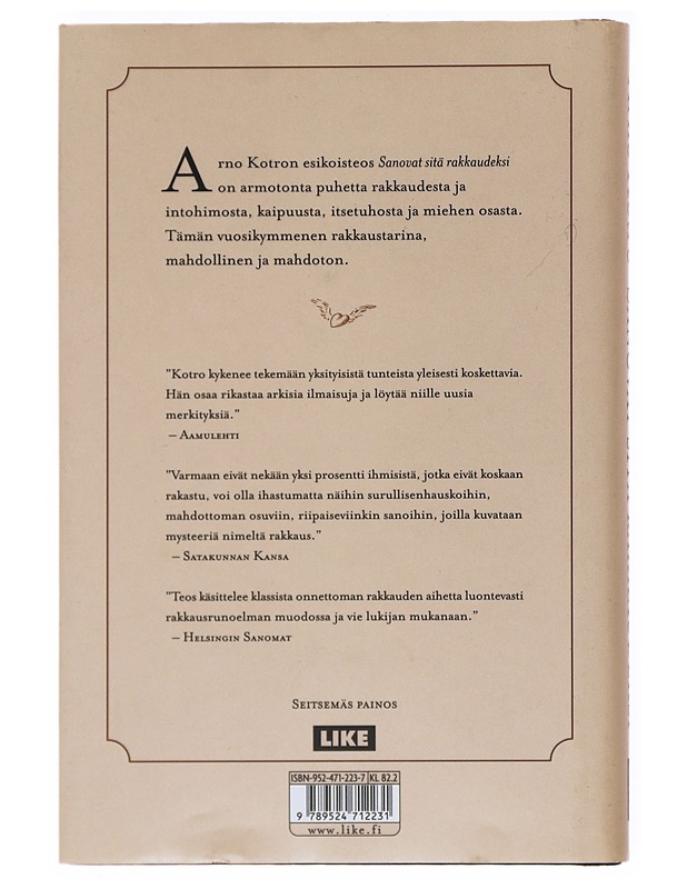Sanovat sitä rakkaudeksi - Arno Kotro - Runot ja näytelmät - 10105516590 - 1