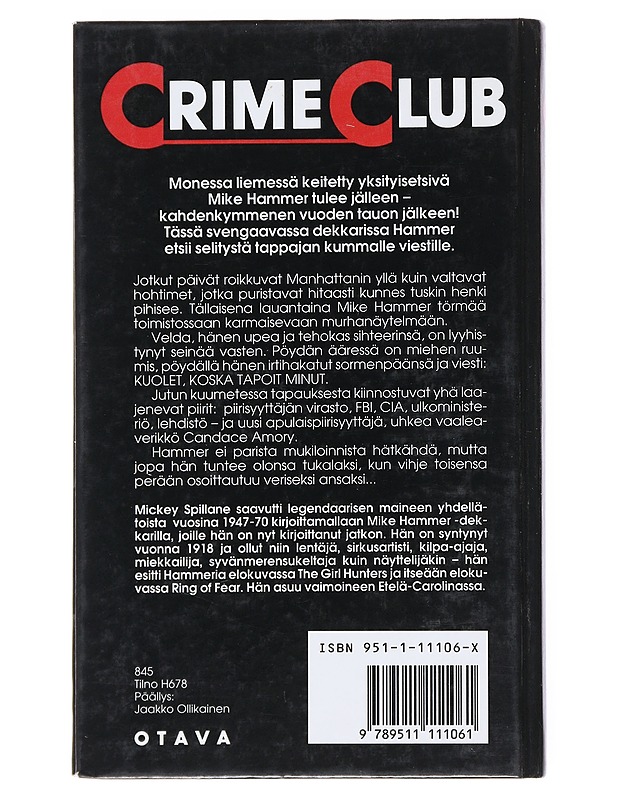 Mike Hammer ja tappaja - Spillane, Mickey - Romaanit ja novellit - 10105516793 - 1