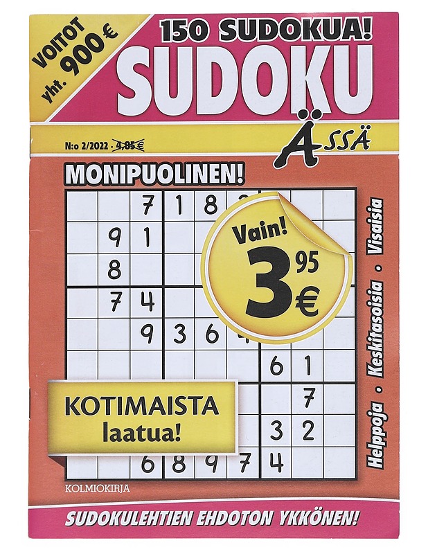 Sudoku Ässä N:o 2/2022 - Harrastekirjat - 10105516839 - 0