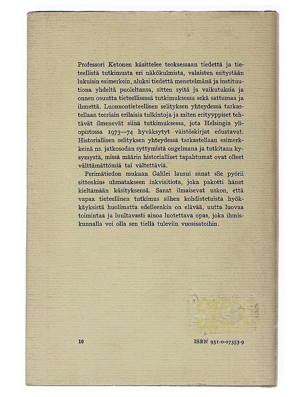 Se pyörii sittenkin : tieteenfilosofian peruskysymyksiä - Oiva Ketonen - Historiakirjat - 10105516822 - 1