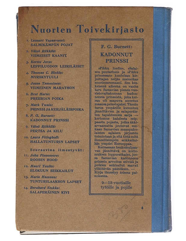 Kadonnut Prinssi- Frances Hodgson Burnett - Romaanit ja novellit - 10105516886 - 1