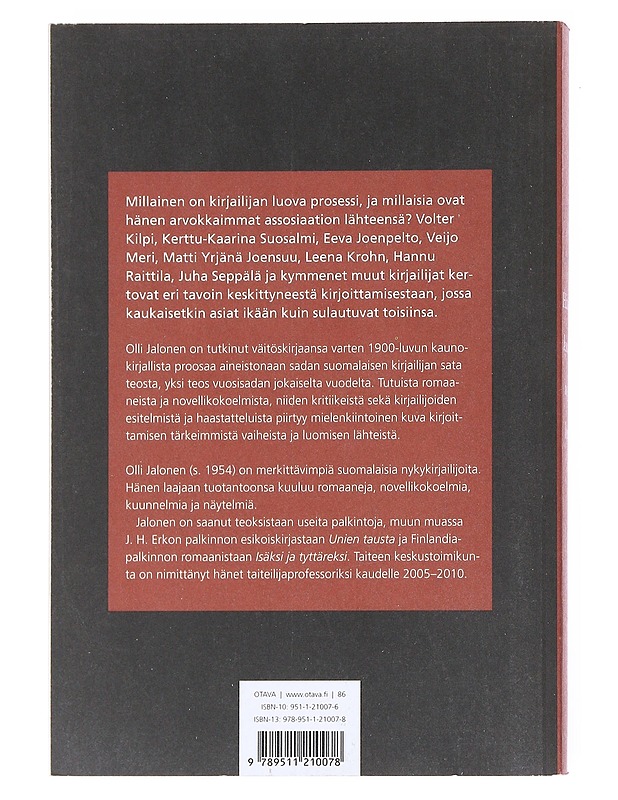 Hitaasti kudotut nopeat hetket : kirjoittamisen assosiaatiosta 1900-luvun suomalaisessa proosassa - Olli Jalonen - Historiakirjat - 10105517111 - 1