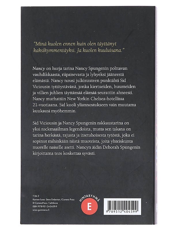 Nancy - Spungen, Deborah - Elämäkerrat ja muistelmat - 10105517152 - 1