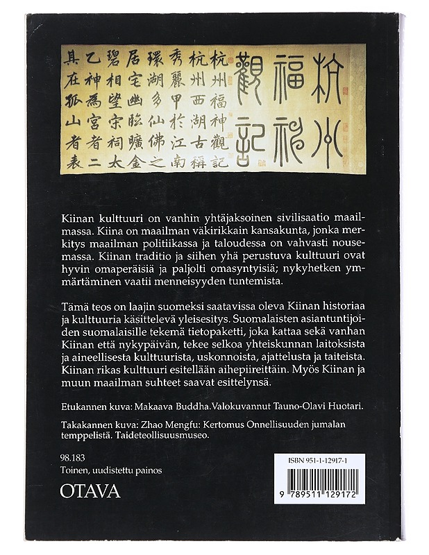 Kiinan kulttuuri - Huotari, Tauno-Olavi - Historiakirjat - 10105517893 - 1