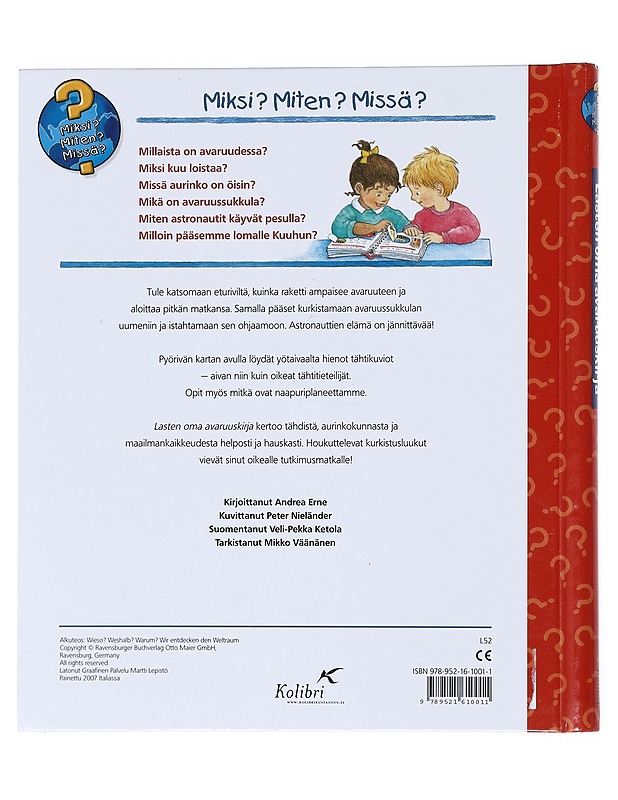 Lasten oma avaruuskirja - Erne, Andrea - Lastenkirjat - 10105518072 - 1