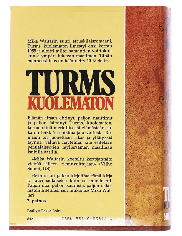 Turms kuolematon - Mika Waltari - Romaanit ja novellit - 10105518109 - 1