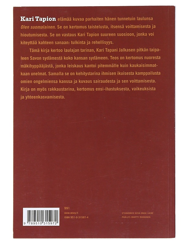 Kari Tapio : olen suomalainen - Vexi Salmi - Elämäkerrat ja muistelmat - 10105518315 - 1