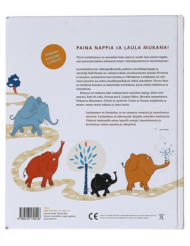 Soiva laulukirja: paina nappia ja laula mukana! : 50 suomalaista lastenlaulua - Perkiö, Soili - Lastenkirjat - 10105518346 - 1