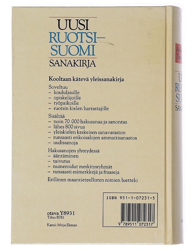 UUSI RUOTSI-SUOMI SANAKIRJA - COLLIN, ANDERS - Tietokirjat ja oppaat - 10105518433 - 1
