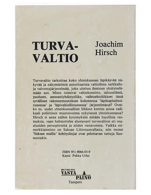 Turvavaltio - Hirsch, Joachim - Historiakirjat - 10105518781 - 1