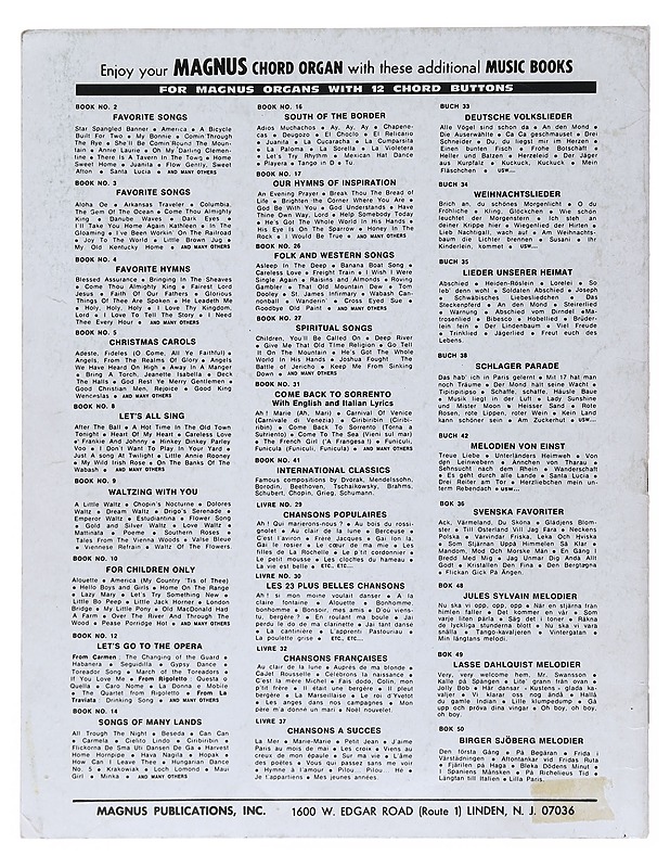Populära Jules Sylvain Melodier : Magnus Chord Organ Bok 48 - Musiikki- ja elokuvakirjat - 10105518830 - 1