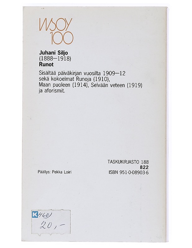 Runot ja aforismit - Juhani Siljo - Romaanit ja novellit - 10105519104 - 1